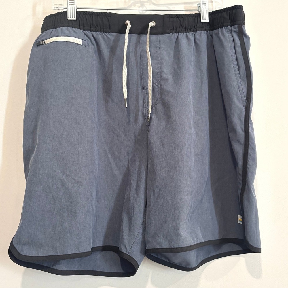 Vuori The Banks Men Shorts Large Charcoal Athletic Training 7" Inseam Blue 21933